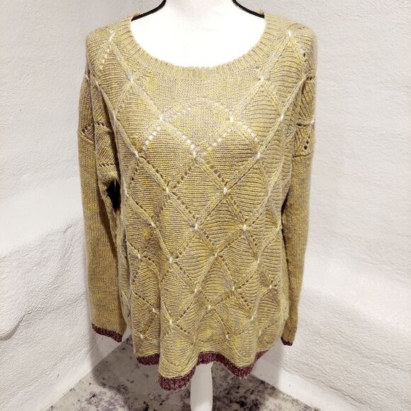 hem & Thread sweater yellow and green womens size medium - Picture 2 of 7